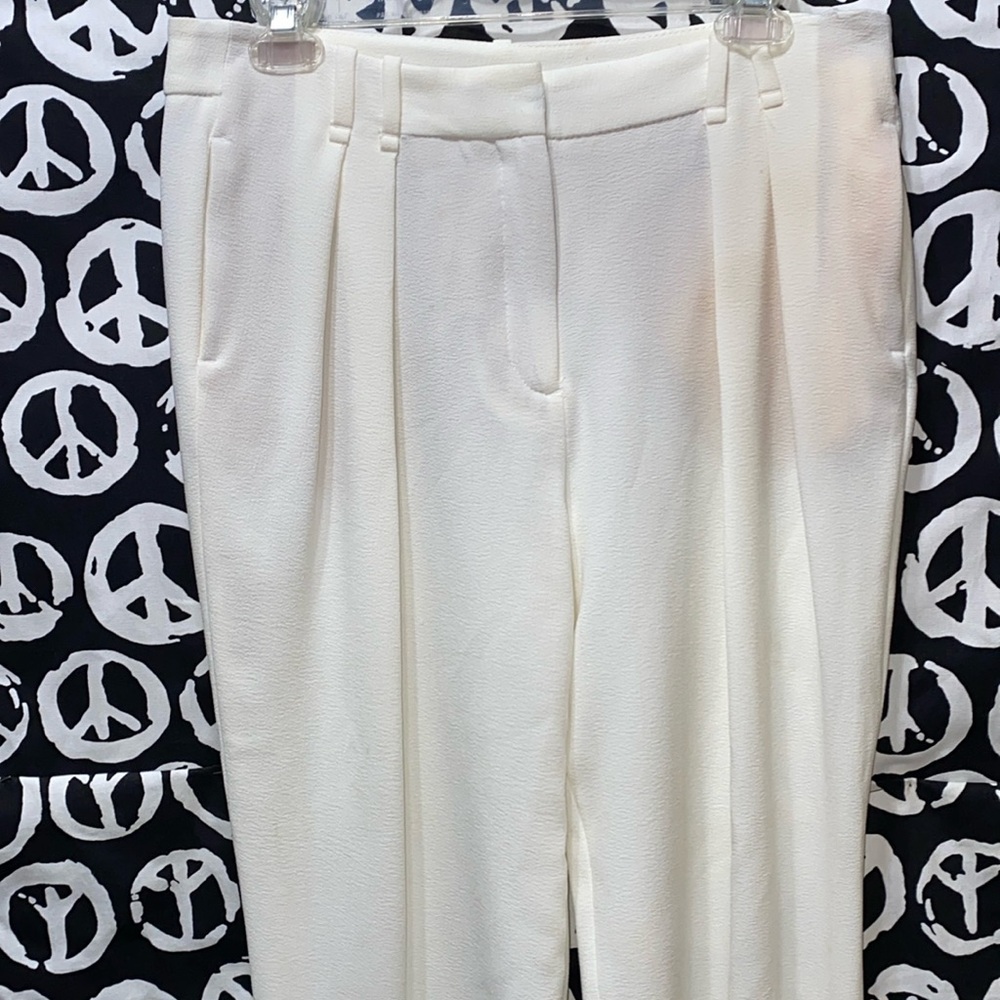 Zara Basic 100% Polyester Bone Pleated Dress Pant… - image 2